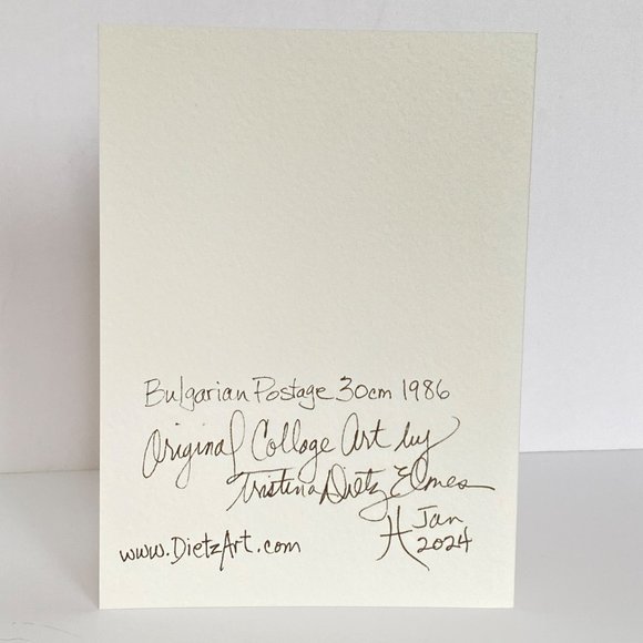 Collage Art Handmade Original Blank Greeting Card and Envelope Vintage Postage - Picture 4 of 6